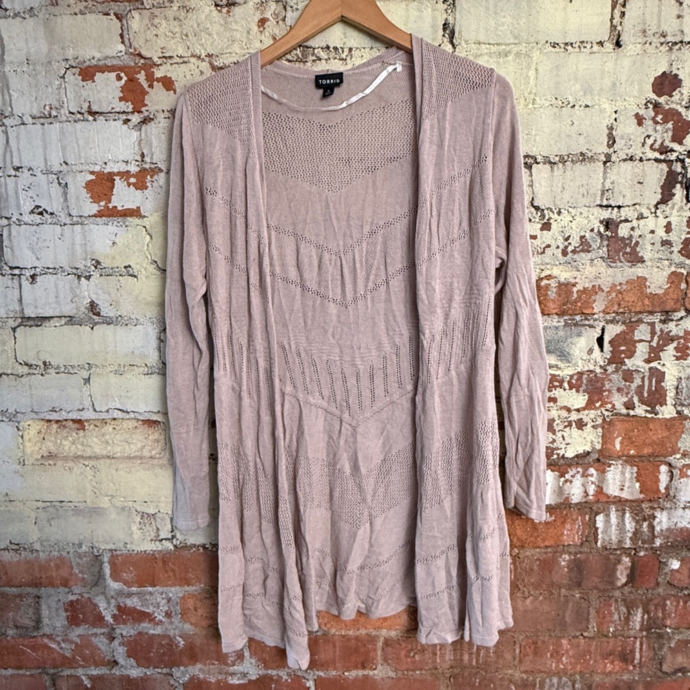 Torrid Light Brown Open Knit Sweater